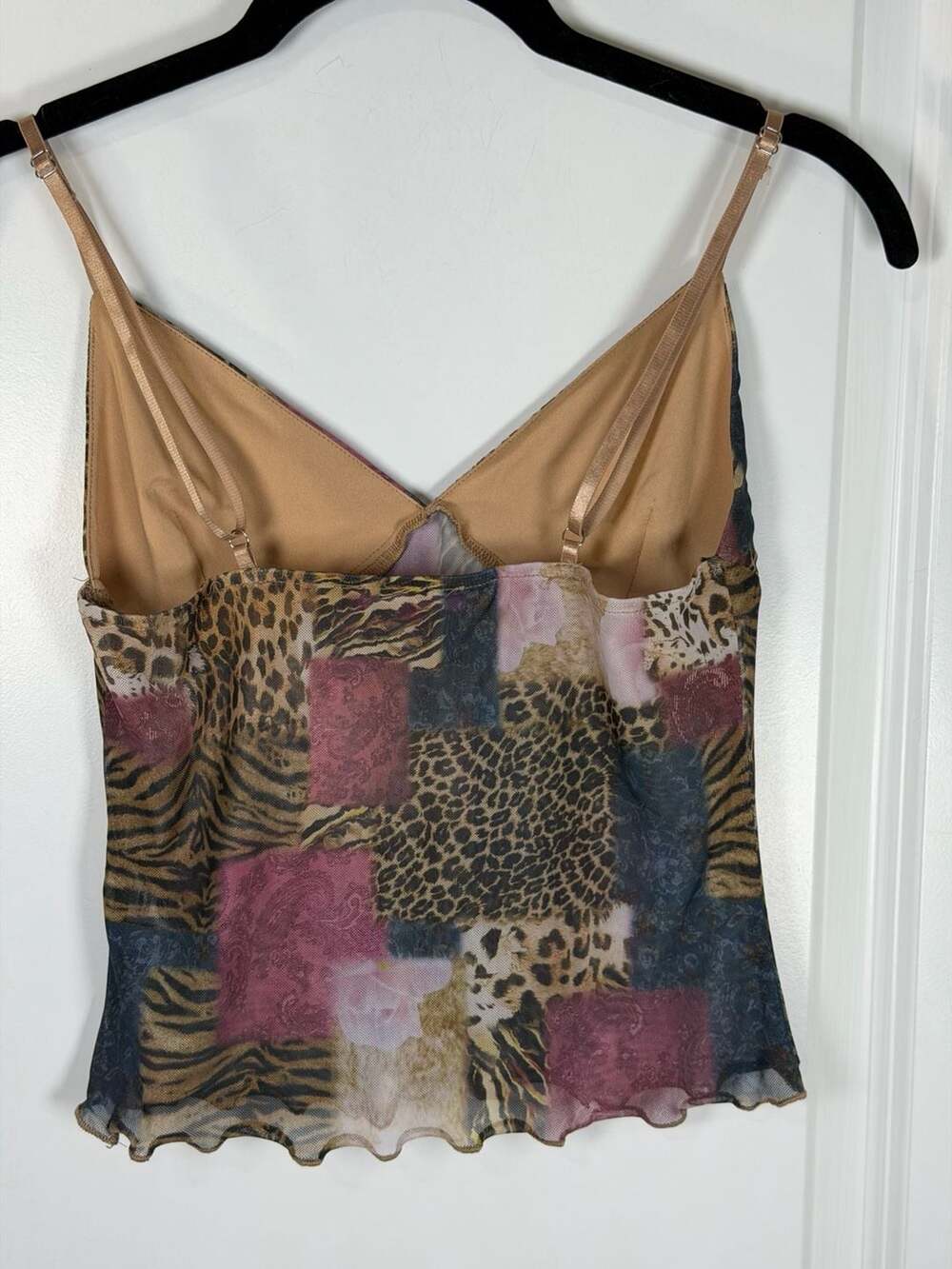 Edikted Sheer Mesh Patchwork Animal Print Tank Top - Picture 4 of 6